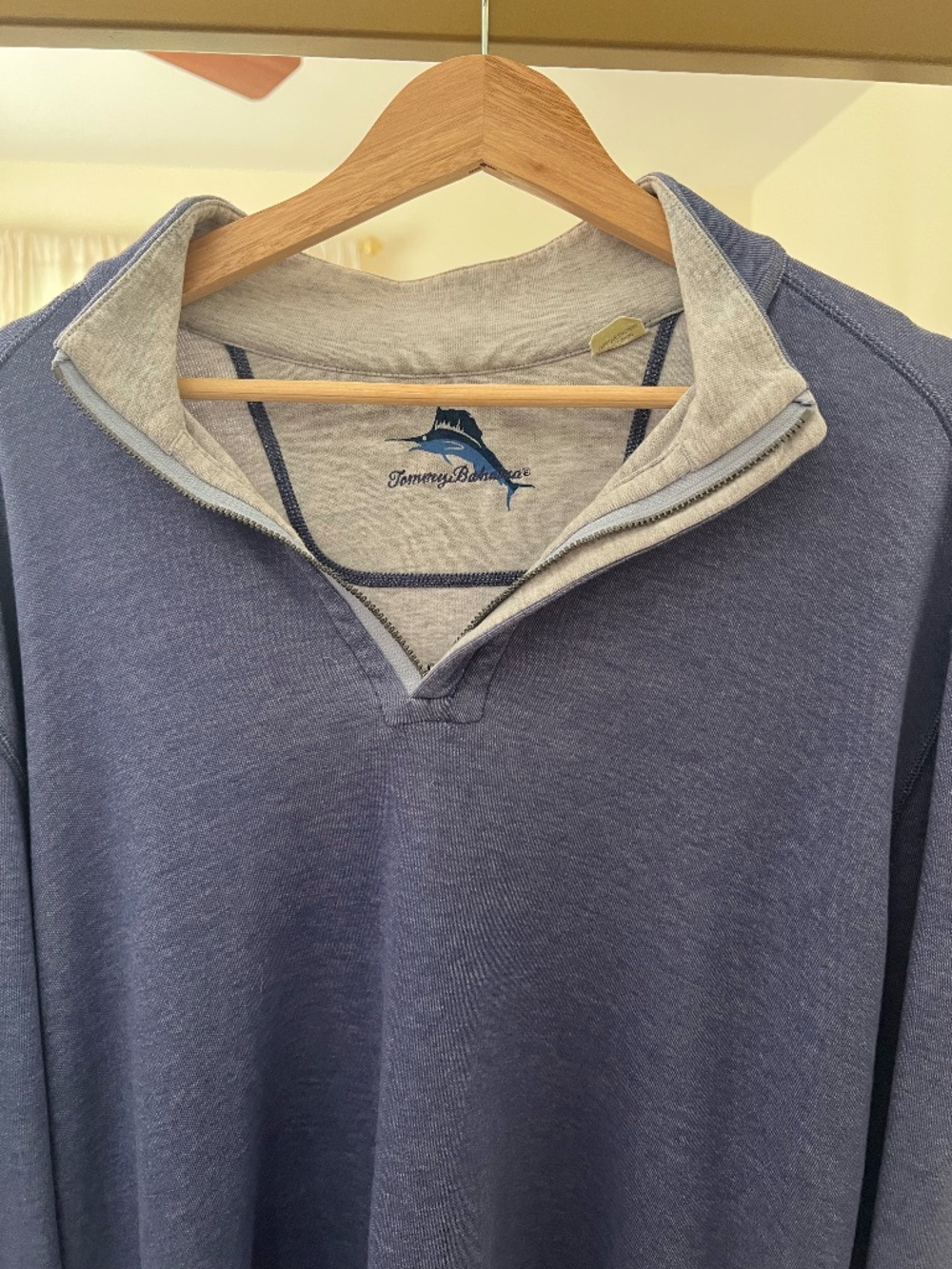 Tommy Bahama Flipside Reversible Half Zip Sweatshirt Mens Marlin Blue Gray